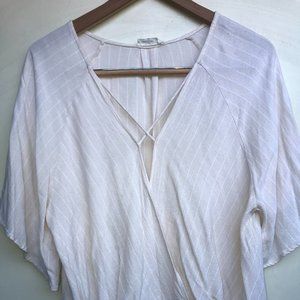 Flowy Peach & White Stripped Open Front Shirt Size Large